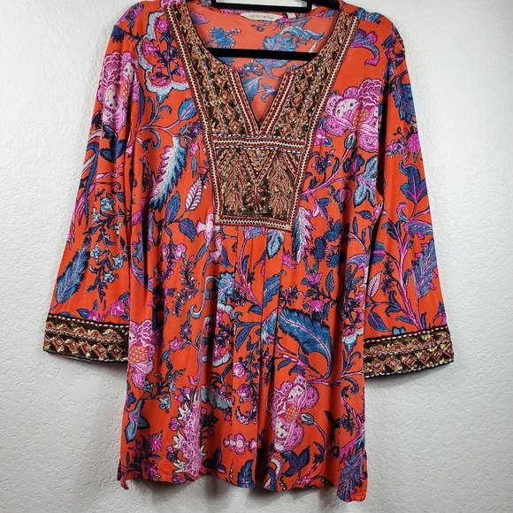 Soft Surroundings Tops - Women's Soft Surroundings Floral Embroidered Top Sz XL Coastalgrama Boho